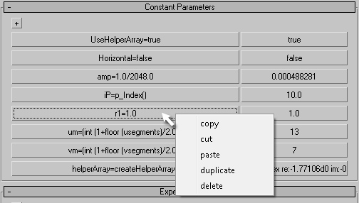 Constant parameters rollout