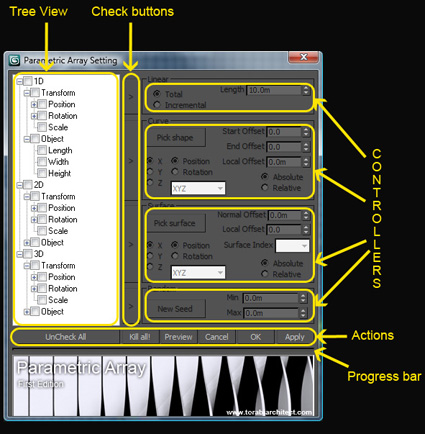 Parametric array setting dialog box